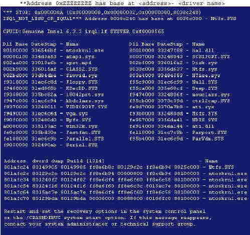 HP Netserver -- 常见Windows NT (r) STOP 错误| HP®客户支持