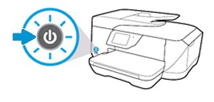 Imagem: Pressionar o botão Liga/Desliga para ligar a impressora