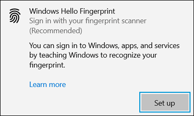 Setting up the fingerprint option