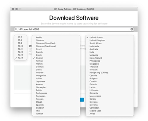 Modify the  macOS version, language, or country/region options
