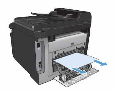 Imagen que muestra cómo retirar el papel atascado de la impresora