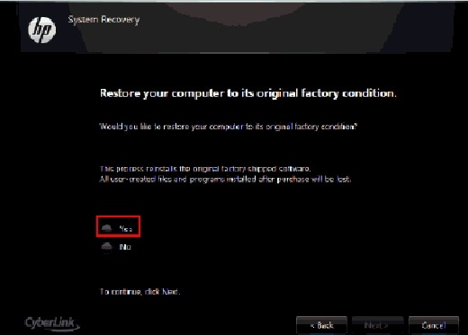 Image of restore computer verification