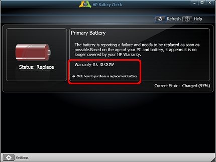 How do you perform a battery check on your HP laptop?
