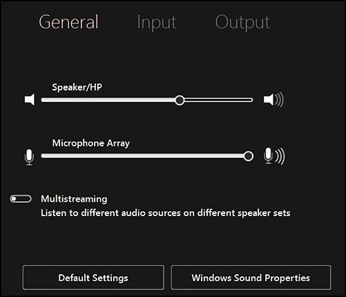 General settings of Bang and Olufsen audio