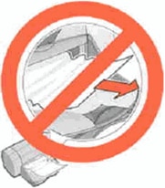 Graphic: Do not pull jammed paper from under the front cover