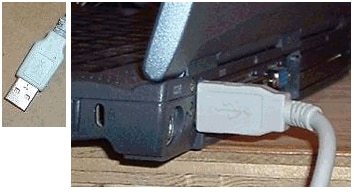 Photo of connecting the USB cable to the computer