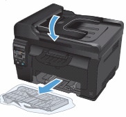 Image: Close the scanner assembly, and then pull out the input tray.