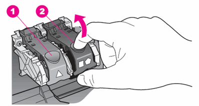 Illustration of pressing down on the cartridge latch