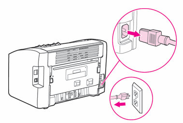 Illustration: Disconnecting the power cord from the back of the product