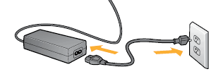 Graphic: Connect the power cord to the power supply, and then into a power outlet