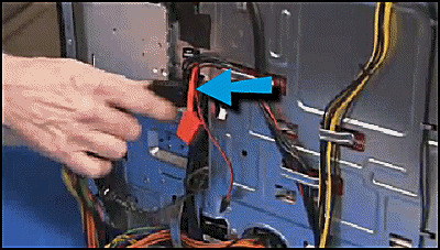 Pulling the power supply connector out of the unit