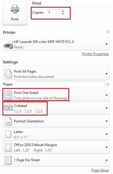 HP LaserJet 500 Color MFP M570 sorozatok - Lassú a nyomtatás a Duplex  (kétoldalas) és Collated (Összehordott) másolást választotta ki a Microsoft  alkalmazásban | HP® támogatás