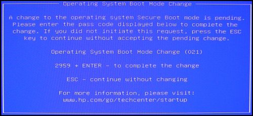 Boot Mode Change message