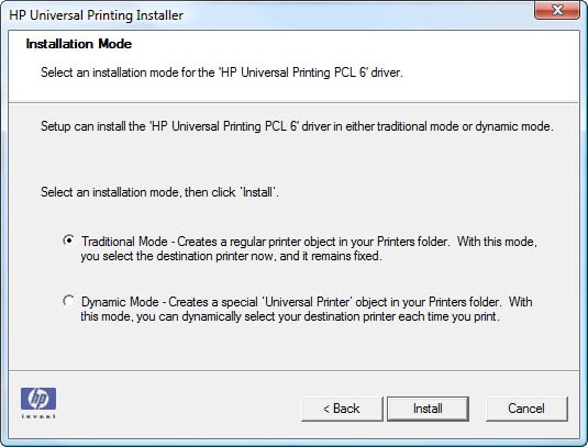 UPD Installer, select installation mode either Traditional or Dynamic