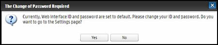 The Change of Password Required dialog box displays