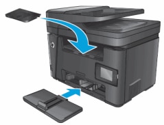 Image: Attach the  input tray and the output tray extender to the printer.