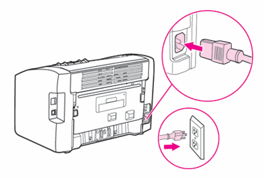 Illustration: Reconnecting the power cord to the back of the product