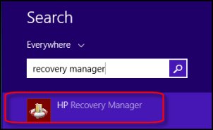 Recovery Manager 검색 결과 이미지.
