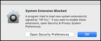 System Extension Blocked error message