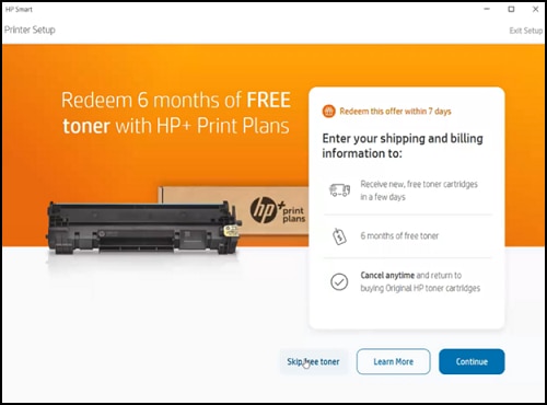 Redeeming six months HP+ print plans