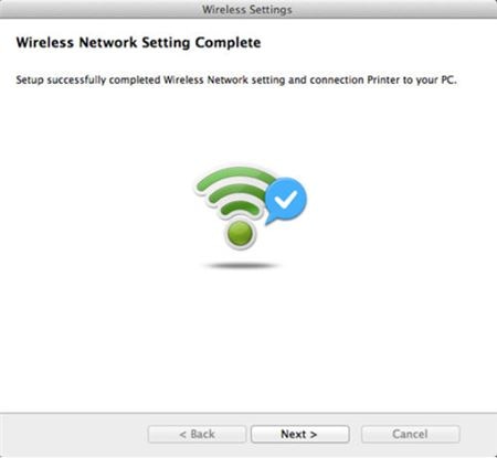 Image shows that the Wireless Network Settings are successfully completed