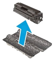 Removing the toner cartridge from the packaging