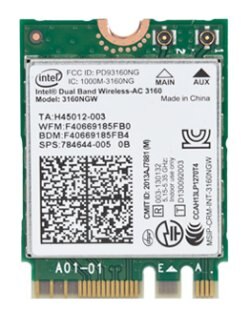 Top view of the wireless card