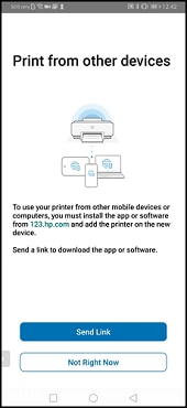 Senden des 123.hp.com-Links über die HP Smart App
