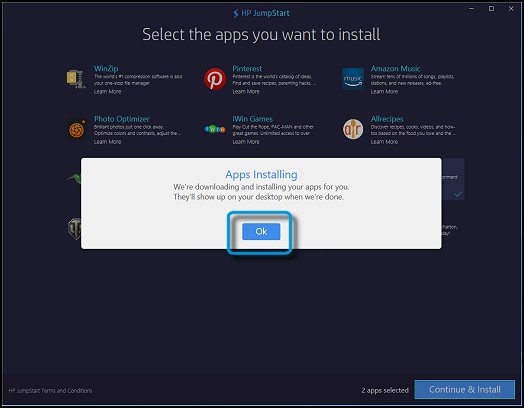 Apps Installing screen