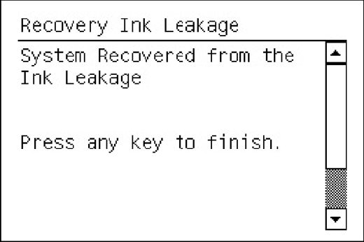 Recovery Ink Leakage message