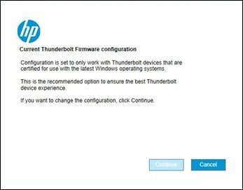 Image of the Current Thunderbolt Firmware configuration screen