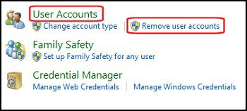 User Accounts with Remove user accounts selected