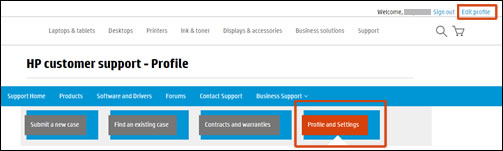 Click Profile and Settings or Edit Profile