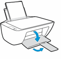 Image: Lower the output tray, and then pull out the output tray extender.