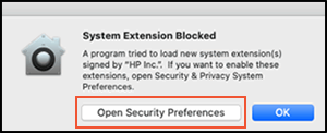 Clocking Open Security Preferences on the System Extension Blocked error message