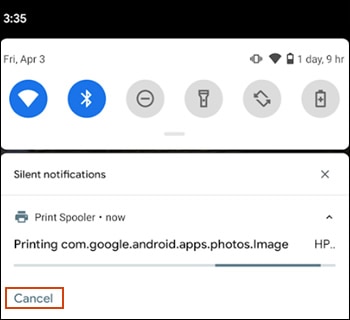 Cancelling a print job on Android