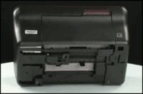 Image: Tilt the printer to rest on its backside.