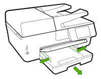Image: Pull out the paper tray, and then slide out the guides