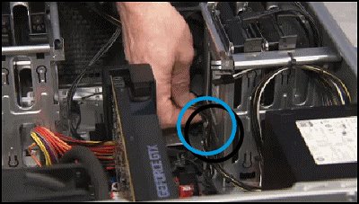 Placing the graphics card power cables into the cable guide