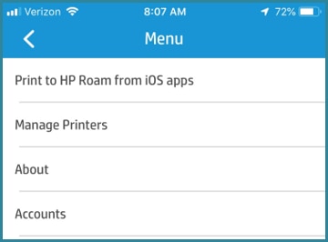 Print to HP Roam from iOS apps