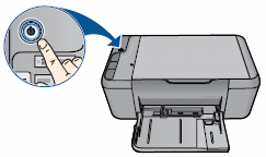 Illustration showing location of the power button.