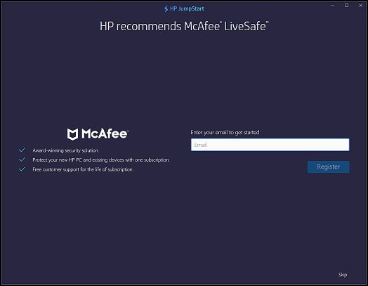 McAfee LiveSafe screen