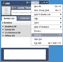 图片：AOL Instant Messenger 设置。