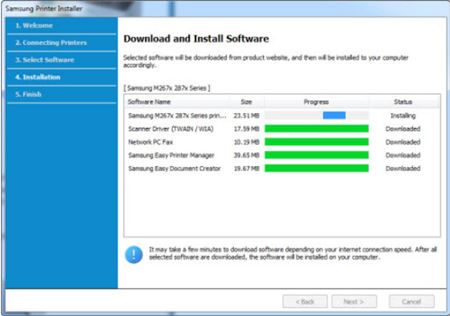 Image shows download bars for download and install software