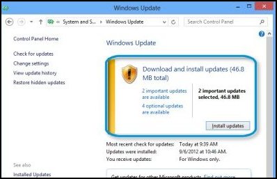 Σύνοψη ενημερώσεων (Windows 8)