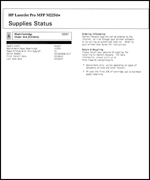 Image: Example of a Supplies Status report