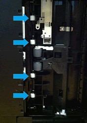 Image: Example of the rollers underneath the printer.