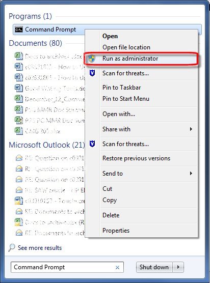 Abrir o Prompt de comando no modo Administrador no Windows 7