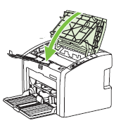 Illustration: Closing the print cartridge door
