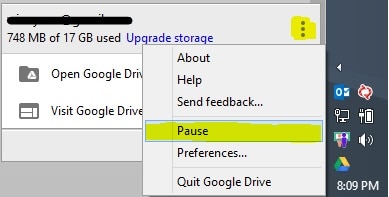 Pausing Google Drive Sync